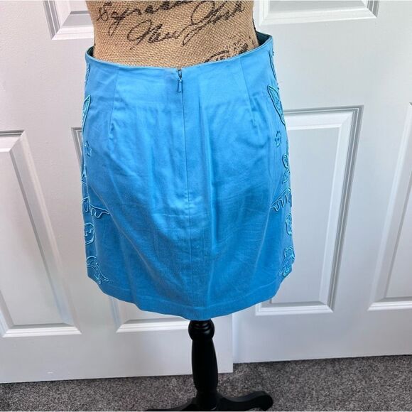 Sz 2 Cache Blue Beaded & floral Embroidered Short Skirt - Picture 6 of 11